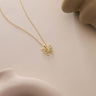14 Ayar Altın Kelebek Kolye