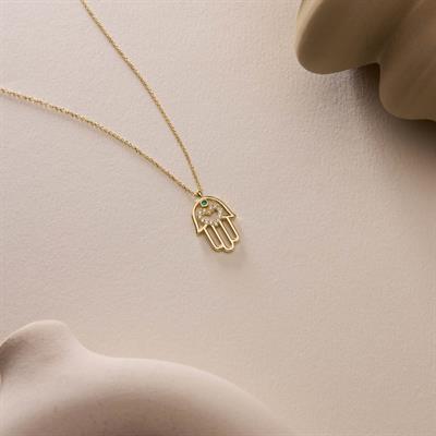 14 Ayar Altın Fatma Ana Eli Kolye