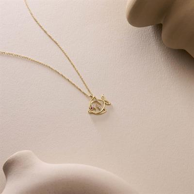 14 Ayar Renkli Taşlı Altın Kolye