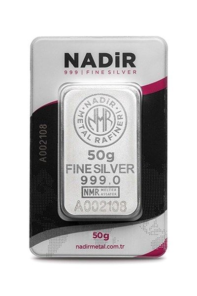 24 Ayar 50 Gr Gümüş Külçe
