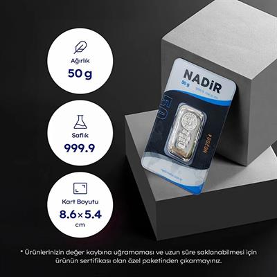 Nadir 50 Gram Külçe Gümüş