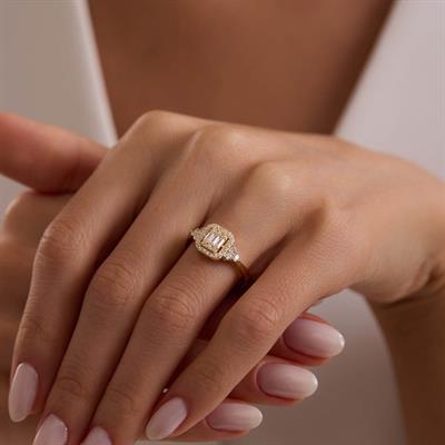 14 Ayar Altın Baget Yüzük