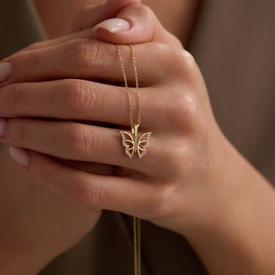 14 Ayar Altın Kelebek Kolye