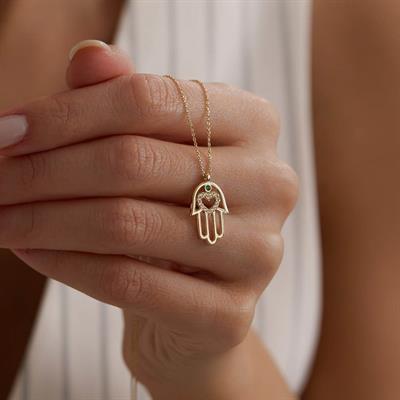 14 Ayar Altın Fatma Ana Eli Kolye
