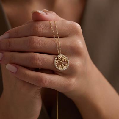 14 Ayar Altın Hayat Ağacı Kolye