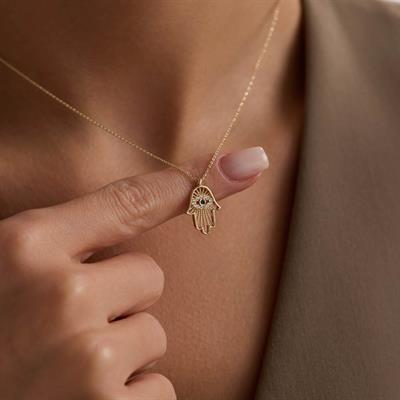 14 Ayar Altın Fatma Ana Eli Kolye