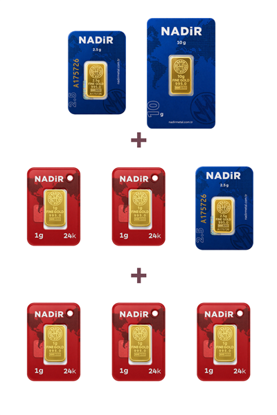 Nadir Gold 24 Ayar 20 Gram Altın (1 Ad 10 Gram Altın + 2 Ad 2,5 Gram Altın + 5 Ad 1 Gram Altın )