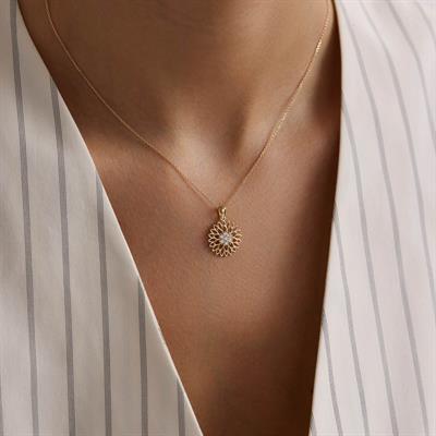 14 Ayar Altın Çiçek Kolye