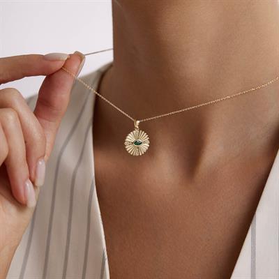 14 Ayar Renkli Taşlı Altın Kolye