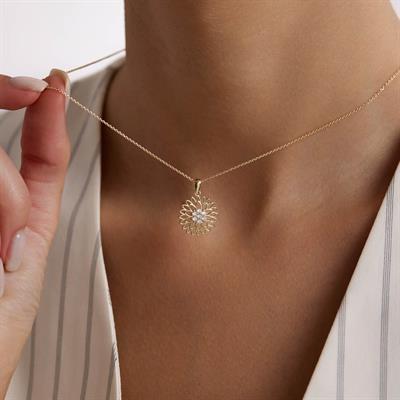 14 Ayar Altın Çiçek Kolye