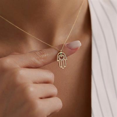 14 Ayar Altın Fatma Ana Eli Kolye