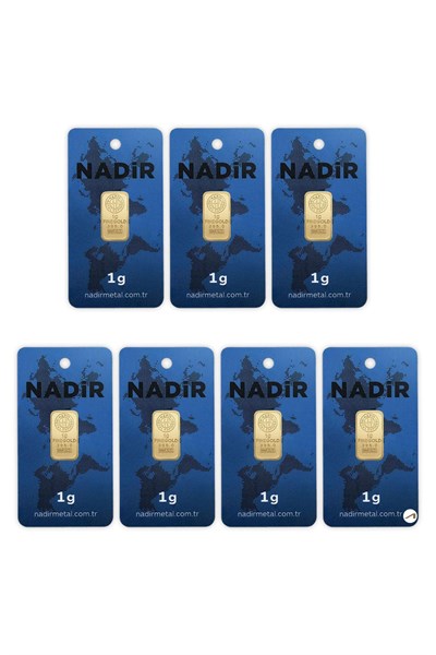 7 Adet 1 gr 24 Ayar Nadirgold gram Altın (DİKDÖRTGEN)