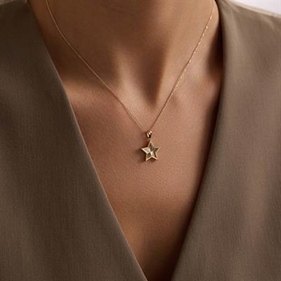 14 Ayar Altın Yıldız Kolye