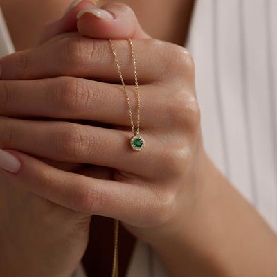 14 Ayar Renkli Taşlı Altın Kolye