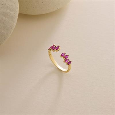 14 Ayar Renkli Taşlı Altın Yüzük