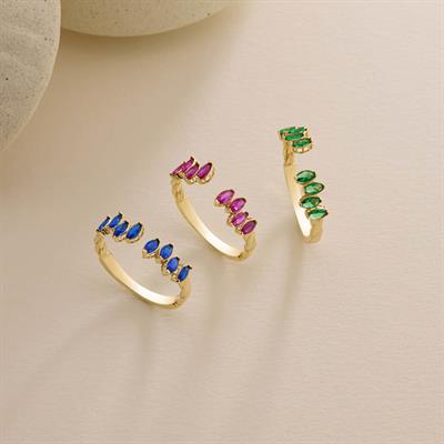 14 Ayar Renkli Taşlı Altın Yüzük