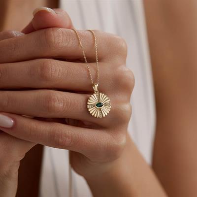 14 Ayar Renkli Taşlı Altın Kolye