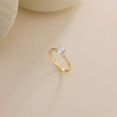 14 Ayar Altın Tektaş Yüzük