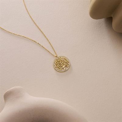 14 Ayar Altın Hayat Ağacı Kolye