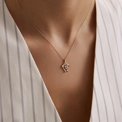 14 Ayar Renkli Taşlı Altın Kolye