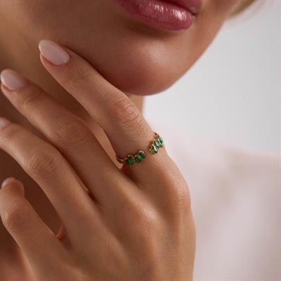 14 Ayar Renkli Taşlı Altın Yüzük