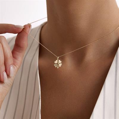 14 Ayar Altın Yonca Kolye