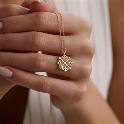 14 Ayar Altın Kar Tanesi Kolye