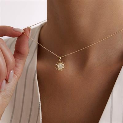 14 Ayar Altın Güneş Kolye