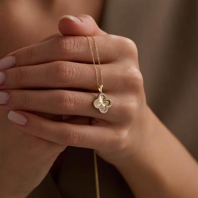 14 Ayar Altın Yonca Kolye