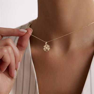 14 Ayar Altın Yonca Kolye