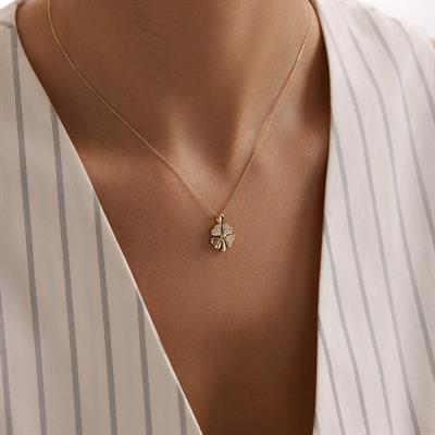 14 Ayar Altın Yonca Kolye