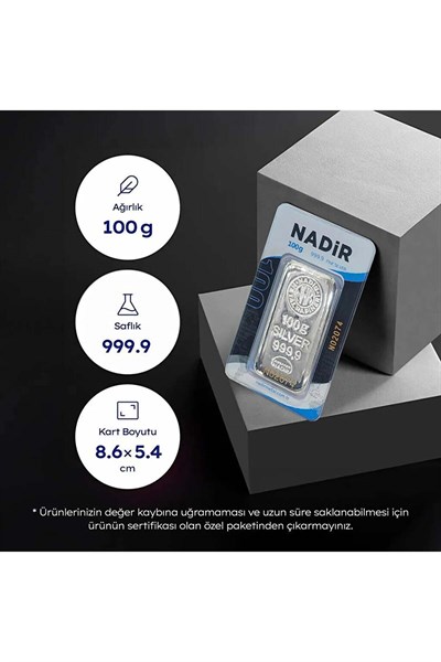 Nadir 100 Gram Külçe Gümüş