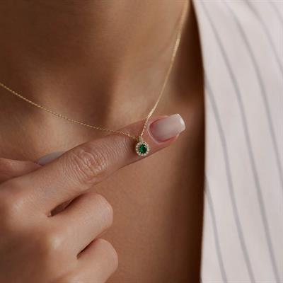 14 Ayar Renkli Taşlı Altın Kolye