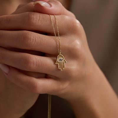 14 Ayar Altın Fatma Ana Eli Kolye