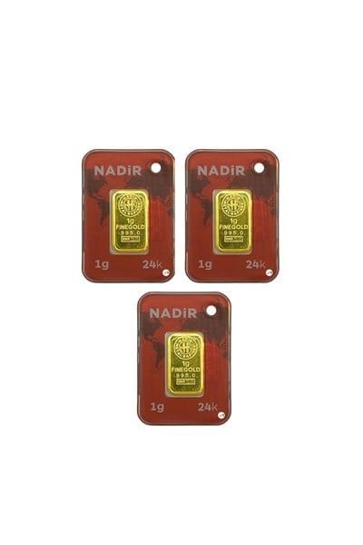NadirGold 1 Gram Külçe Altın (3 adet) 995 Saflık Sertifikalı – Dikdörtgen
