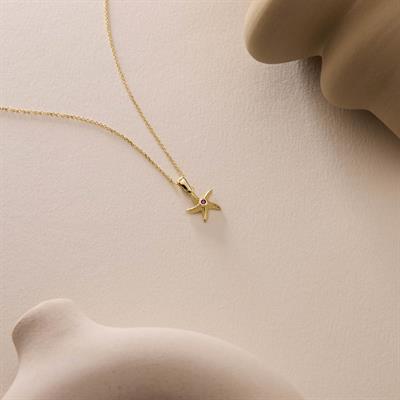 14 Ayar Renkli Taşlı Altın Kolye