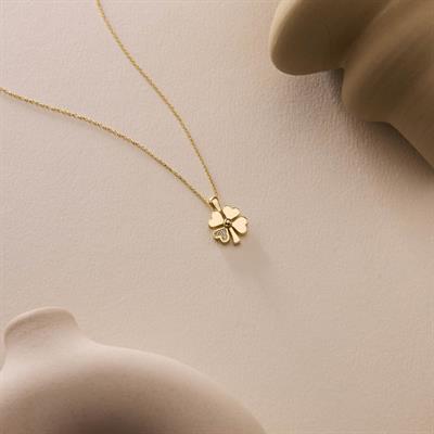 14 Ayar Altın Yonca Kolye