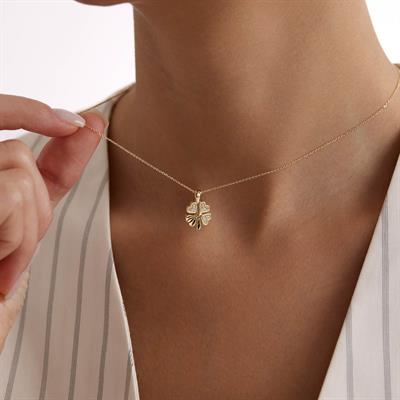 14 Ayar Altın Yonca Kolye