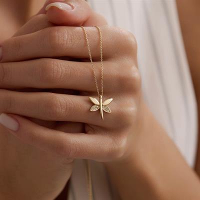 14 Ayar Altın Yusufçuk Kolye