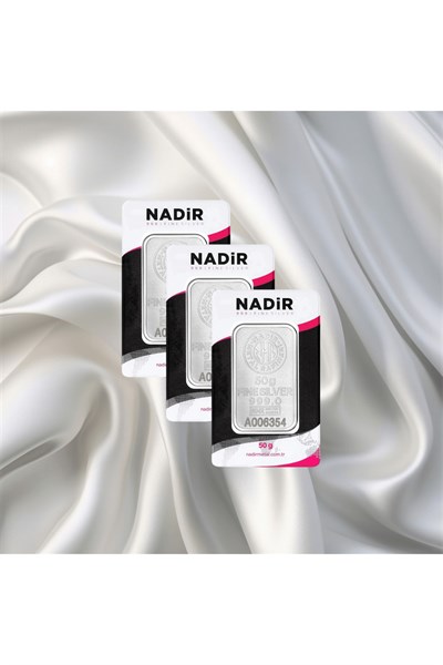 3 Adet 50 Gr Nadir Gümüş Külçe