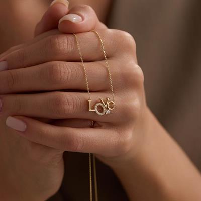 14 Ayar Altın Tasarım Kolye