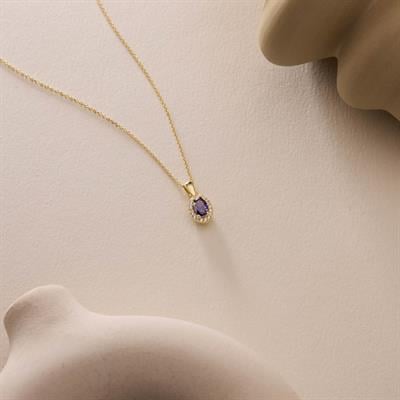 14 Ayar Renkli Taşlı Altın Kolye