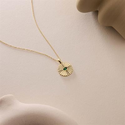 14 Ayar Renkli Taşlı Altın Kolye