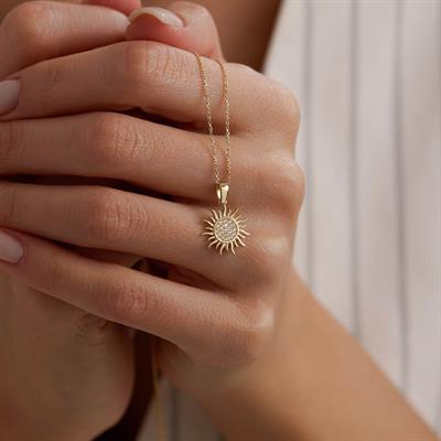 14 Ayar Altın Güneş Kolye