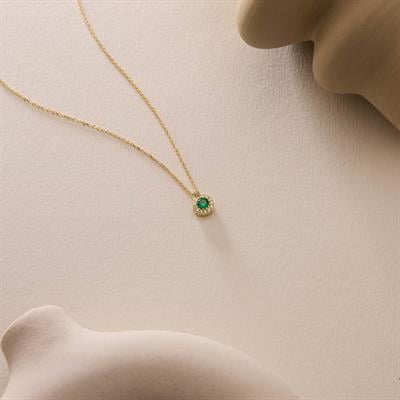 14 Ayar Renkli Taşlı Altın Kolye