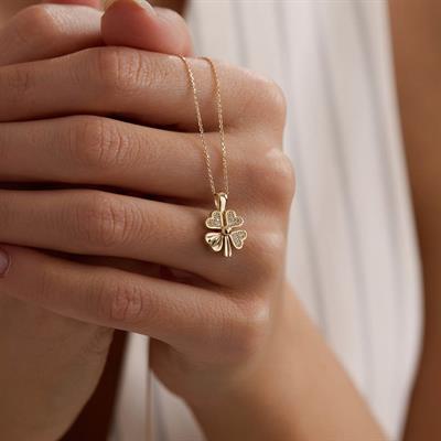 14 Ayar Altın Yonca Kolye