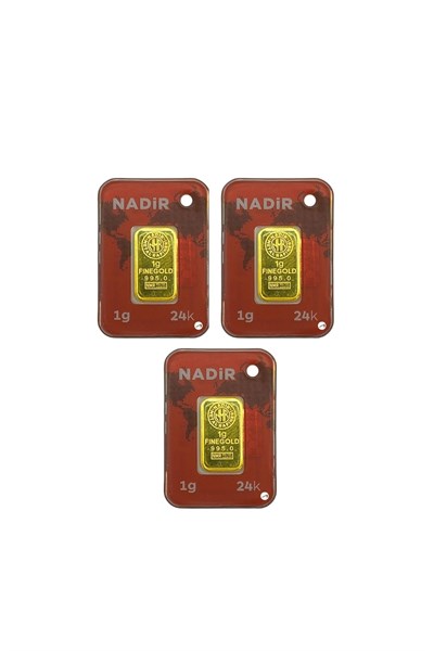NadirGold 1 Gram Külçe Altın (3 adet) 995 Saflık Sertifikalı – Dikdörtgen