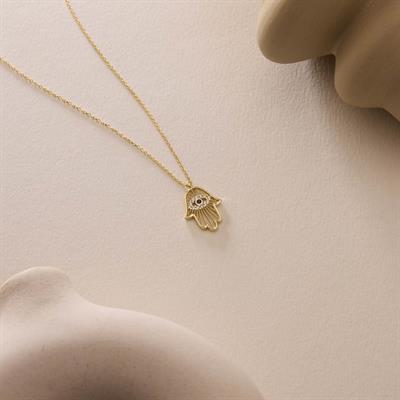 14 Ayar Altın Fatma Ana Eli Kolye