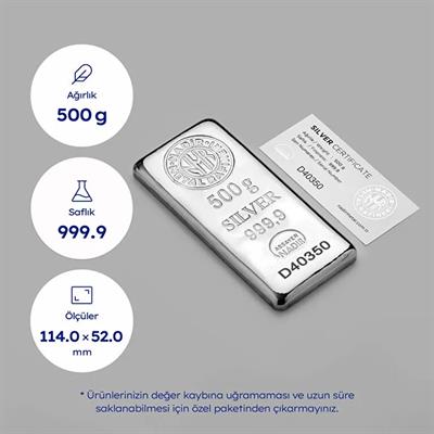Nadir 500 Gram Külçe Gümüş