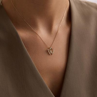14 Ayar Altın Kelebek Kolye